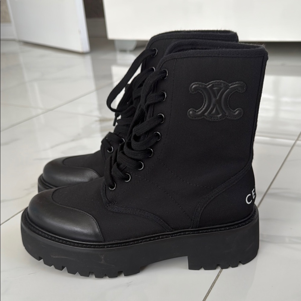 Celine Black Combat Boots